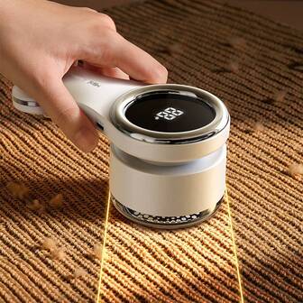 USB Powered Adjustable Lint Remover - Powerful Motor, USB-C Fast Charging, Portable Fabric Shaver For Sweaters, Clothes, Furniture, Carpets, Bedding - Includes Cleaning Brush, Essential For Home & Travel Laundry - White & Rose Gold Decorative Design, Compact & Efficient, Stylish Storage Solution