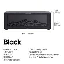 kinscoter 1pc 150ml USB Powered Ultrasonic Fireplace Aroma Diffuser With LED Light & Remote Control, Creative Humidifier For Home Office Gift