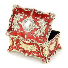 Hipiwe Vintage Jewelry Box, Small Enameled Trinket Box Organizer Rectangular Treasure Chest Box Jewelry Decorative Box Keepsake Gift Box Case For Women,3.7x 2.7x 2 Inch,Small,Red - Red - View 6