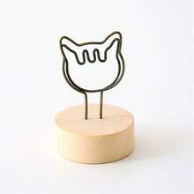 1 Stück neuer japanischer Stil kreativer Eisendraht Notizenklemme, Holzbasis, Retro Visitenkartenhalter, Nachrichtenklemme, Heimdekoration, Fotoklemme, Valentinstag, Neujahrsgeschenk für Freund, Eltern - Verschiedenfarbig - Übersicht 12