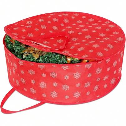 Christmas Wreath Storage Container - Wreath Storage Bag -Durable Handles - Holiday And Seasonal Christmas Storage Bag