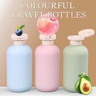 100ml/200ml Leak Proof Travel Bottle With Flip Cap, Shampoo And Conditioner Bottle Set, Refillable Containers For Lotion, Cream Shampoo (Green+Blue+Pink+Storage Bag)