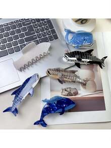 1 pièce Pince à cheveux en acrylique en forme de requin, baleine, animal marin. Cadeau de nouveauté unique, convient pour la Saint-Valentin. Accessoire pour cheveux de la série océanique. Élégantes pinces à cheveux mode pour femmes - Multicolore - Voir 4