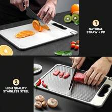 4-In-1 Multifunctional Cutting Board, Titanium Cutting Board, Kitchen Titanium Cutting Board, Built-In Knife Sharpener, 304 Stainless Steel Cutting Board, Suitable For Meat, Fruit And Vegetables - Multicolor - View 3