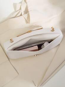 Elegante clutch de sobre blanco con correa de cadena para fiesta - Blanco - Ver 4