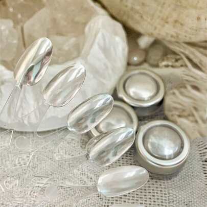 3件套白色月光系列套装：天空镜面珍珠粉，用于美甲、DIY冰丝水晶。美甲
