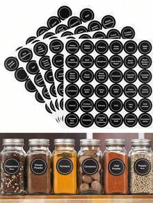 5 Sheets, 180pcs Total Round Spice Labels With Adhesive, Writable, Suitable For Kitchen Pantry Jars, Lids, Food Containers And Spice Storage Boxes - Multicolor - View 1