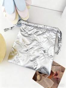 1个迷你蝴蝶结印花迷你化妆包，旅行小巧女士口红收纳袋，拉链设计，甜美风格，可装化妆品、口红、珠宝、纸巾、卫生巾等，带吊坠，化妆包，旅行必备 - 彩色 - 查看 6