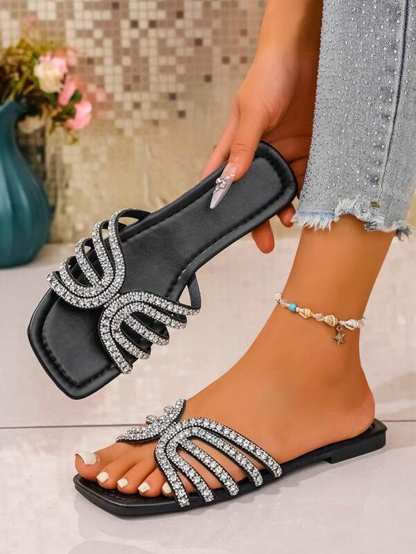 Teens/Girls' Strap Flat Slide Sandals, Casual Lightweight Slip-On Beach Slippers