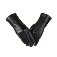 Women's Autumn Winter Fashion Genuine Leather Touchscreen Gloves, Fashionable Women's Gloves With Fleece, Warm, Soft, Casual Outdoor Gloves| Genuine Leather Gloves, Suitable Outdoor Cycling And Driving, Essential Winter Warmth - màu đen - Xem 13