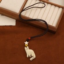 复古猫咪项链，串珠吊坠项链饰品，女童颈链 - 彩色 - 查看 7