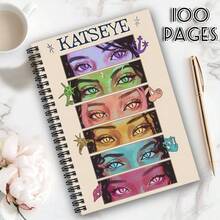 1pc Cat Eye Spiral Notebook - Inspired By K-Pop Girl Groups, With K-Drama Character Eyes, K-Drama Fan Gift, Korean Wave Culture Diary, Suitable For K-Drama Fans (Pink/Green/Blue/Yellow/Purple) - A - View 5