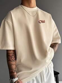 Men's Solid Color Crew Neck Slim Fit Short Sleeve Casual T-Shirt - Apricot - View 2