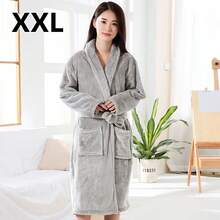 Unisex Hotel Style Bathrobe, Collar Design, Bathrobe, Loungewear, Made Of Coral Fleece Fabric, Soft & Fluffy, Quick-Drying, Suitable For Home, Hotel, Bathroom, Party, Swimming Pool And Other Occasions - Coral Fleece Bathrobe - View 11