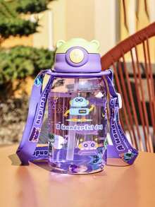 1pc650ml儿童水瓶适合男孩和女孩学校便携式载体带吸管杯学生返校水杯适合学生返校使用