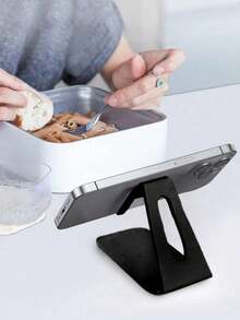 حامل هاتف شفاف محمول للمكتب، متوافق مع هواتف أندرويد والأجهزة اللوحية، اكسسوارات المكتب، للاستخدام المنزلي والمدرسي، حامل هاتف خلوي أكريليك قطعة واحدة - الأسود - مشاهدة 6