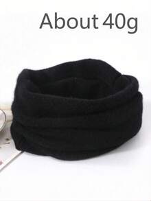 1件装女士100%纯羊毛菱形图案围脖，秋冬季保暖耳挂式面罩针织羊毛颈套围巾头带多功能