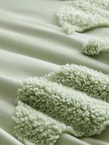 1个纯色浅绿色大叶子图案3D爱心枕套，毛绒材质，床上用品，超柔软，四季皆宜，可爱枕套（不含枕芯），适用于单人床、双人床、大号双人床、特大号双人床。 - 淡綠 - 查看 6