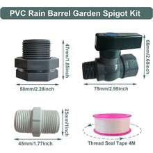2 Packs3/4in, Rain Barrel Spigot Kit Fitting Hose Faucet Adapter And Thread Seal Tape For Water Tanks, Aquariums, Tubs, Garden Barrel
