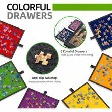 1000 Piece Tilted Jigsaw Puzzle Board With 2-In-1 Puzzle Stand And Cover, Lightweight Puzzle Board With 6 Drawers, Portable Felt Puzzle Table, Suitable For Adults - Deep Grey - Dark Grey - View 5