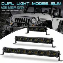 8'' 14'' 20" Super Bright 6D Lens Slim LED Light Bar, Amber White DRL Fog Lamp For Off Road Truck SUV ATV, 12V 24V Waterproof Driving Work Light, Front Bumper Roof Top Auxiliary Lamp - A - View 1