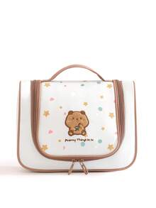 1件/3件套可爱小熊化妆包套装，刺绣小熊化妆包系列，便携式旅行洗漱包，大容量护肤包，甜美风格化妆包，适合女孩、青少年和女性，完美的生日礼物、圣诞礼物、友谊礼物、返校用品、宿舍必备、送给闺蜜的美容包套装 - 白色 - 查看 14