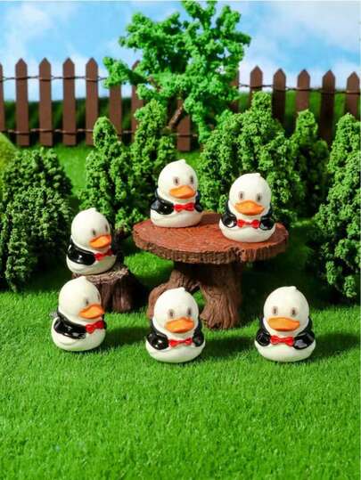 5/15个迷你树脂鸭摆件，可爱迷你鸭身着西装领带，小巧动物装饰品，适用于DIY仙境花园、情人节、新年礼物、家庭办公桌摆件、感官游戏盒、收藏展示、盆栽植物装饰、微景观工艺、汽车内饰配件、生日派对礼物