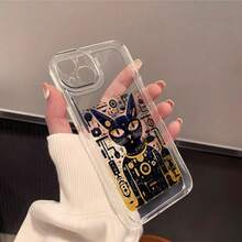 A Leisurely Black Cat Transparent Phone Case, Suitable for  15/15Plus/15Pro/15Promax,  14/14Plus/14Pro/14Promax,  13/13Pro/13Promax,  12/12Pro/12Promax,  11/11Pro Max/ 7/8/ X/Xs, Dustproof and Shockproof - Color mixto 1 - Ver 4