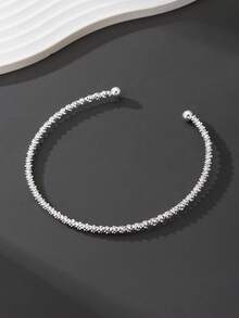 1 chiếc vòng cổ choker răng cưa bạc có thể điều chỉnh thanh lịch dành cho nữ - Bạc - Xem 2