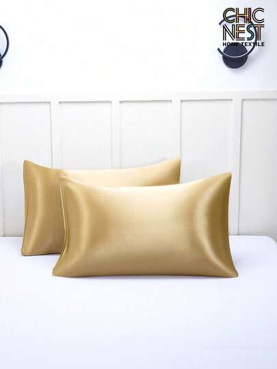2pcs Luxury Satin Pillowcase Set, Silky Soft & Breathable, Wrinkle-Resistant, Gentle On Hair & Skin, Improves Sleep Quality. Pillowcase Only, No Filling, Luxurious Satin, Extremely Soft & Breathable, Machine Washable. Ideal Gift For Loved Ones And Travels. Envelope Closure, Cooling & Comfortable, Deluxe Bedding Pillowcase, Super Soft Hotel-Style Pillowcase, Fits Standard Full/Queen/King Size Beds.