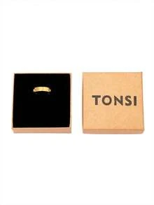 TONSI 1pc Fashionable Luxury Minimalist Niche High-End 18K Gold Plated Stainless Steel Cubic Zirconia, Clover, Geometric Pattern Ring, Couples Ring, Jewelry Gift Box, Unisex, Suitable For Daily Wear, Commute, Festivals, Parties, Wedding Rings, Wedding Gifts, Christmas Gifts