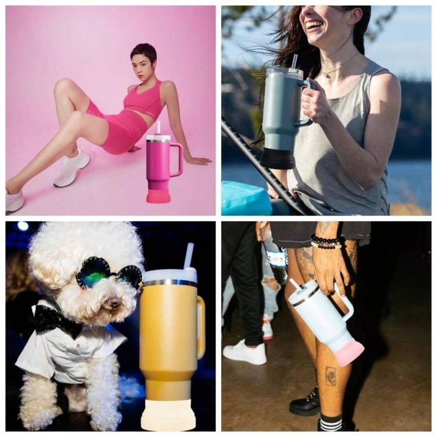 Bow - Botas de silicona para vaso H2.0 de 30 onzas, 40 onzas e IceFlow 20o, 30 onzas y de 24 onzas y botella de agua de 12 - 24 onzas, funda protectora plegable - A62. - Ver 1