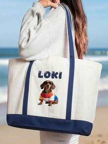 Customized Dog Mom Tote Bag - Personalized With Pet Portrait And Name Canvas Bag, Customized Dog Mom Tote Bag, Customized Dog Tote Bag, Pet Portrait Bag, Personalized Pet Gift, Dog Lover Gift, Pet Owner Tote Bag, Animal Lover Tote Bag, Customized Canvas Bag, Gift For Dog Mom, Gift For Pet Dad, Personalized Pet Name Tote Bag - Multicolor - View 4