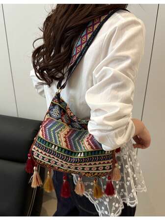 Large Capacity Fashionable Korean Version Tassel Casual Bag 2025 New Versatile Shoulder Crossbody Bag Tote Bag