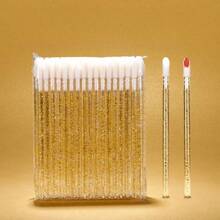 50 PIEZAS, Cepillo de labios, Cepillo de labios desechable, Aplicador de brillo labial, Cepilla de algodón cosmético, Cepillo de limpieza micro, Herramienta para extensiones de pestañas, Se puede usar para aplicar lápiz labial/brillo labial/esmalte de uñas/corrector/maquillaje de ojos, También se puede usar como bastoncillos de limpieza - Multicolor - Ver 14