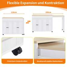 Modern Extendable Bar Table (118-180*50*94 Cm), Extendable Dining Table With Storage Function, Equipped With Six Shelves, Can Be Used As A High Table/Small Dining Table, Suitable For A Dining Room Or Living Room Divider, White. - trắng - Xem 9
