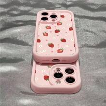 Strawberry Pattern Design, Light Pink Cute Phone Case, Suitable For IPhone X/XS/XSMAX/11/11pro/11promax/12/12pro/12promax/13/13pro/13promax/14/14plus/14pro/14promax/15/15plus/15pro/15promax/16/16plus/16pro / 16promax And Other Apple Phones And Galaxy S25/S25Plus/S25Ultra/S24/S24Ultra/S24FE/S23/S23Ultra/S22/S22Ultra And Other Phones,Suitable For IPhone 17 Air - 粉色 - 查看 4