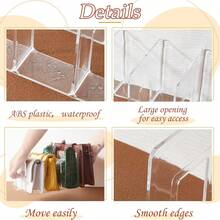 Transparent Wardrobe Storage Rack With Detachable Handbag Dividers, Suitable For Bedrooms, Bathrooms, Offices, Dormitories, Studies, Etc. Practical L-Shaped Book Divider Rack, Space-Saving. Car Storage Organizer With Drawer Racks. Used For Wardrobe Storage, Wardrobe Dividers For Storing Sweaters, Socks, Pants, Jeans, Underwear, Etc. Multifunctional Storage Baskets, Storage Racks, Book Organizers, Essential Items For Back-To-School Season. - Clear - View 4