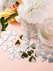 100片心形镜面马赛克瓷砖，适用于婚礼、圣诞树、花瓶、工艺品制作、家居墙面DIY装饰 - 銀色 - 查看 5