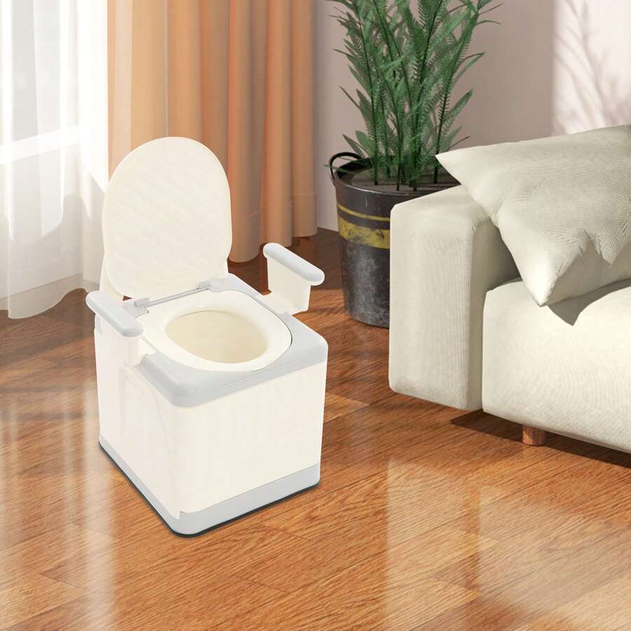 kangten Bedside Commode Toilet, Portable Toilet Chair, Adult Potty Chair For Bathroom - 灰色+米色 - 查看 1