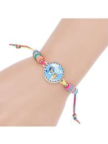 5pcs Cartoon Character Bracelets, Blue Puppy Design, Colorful Original Pattern, Adjustable, Decorative Reward Small Gift