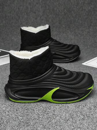 Botas de nieve para hombres, nuevo material de EVA para otoño/invierno, a prueba de viento, cálido, nieve al aire libre antideslizante impermeable, forro de felpa, resistente al frío, ligero, cómodo, botas de invierno de media pantorrilla, envoltura fuerte, aislamiento para temperaturas bajo cero al aire libre, botas de invierno para hombres