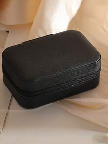 1个旅行首饰盒，小型PU皮革首饰收纳盒，适合女性和女孩，便携式双层迷你首饰盒，可收纳耳环、戒指、项链，带可拆卸隔板，多功能首饰整理盒 - 彩色 - 查看 18