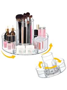 Bàn trang điểm xoay 360 độ 1 chiếc, 6 ngăn, tủ trưng bày mỹ phẩm trong suốt, có bàn xoay Lazy Susan - Nhiều màu - Xem 2