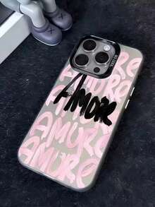 1pc INS English Amore Phone Case Compatible With Iphone 17 Air Pro Max 16 16 Pro Max 15 14 Plus 13 12 11 7 8 XR XS Max Shockproof Silicone Back Cover - Multicolor - View 5