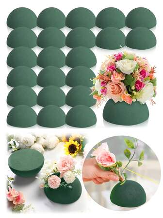 Runt blomskum, blomskum, Oasis blomskum, sfäriskt blomskum, torrt och vått grönt blomskum, lämplig för färska blommor och konstgjorda blomsterarrangemang, blomskumblock tillverkade av högkvalitativt skum, tät textur, mjuk beröring.