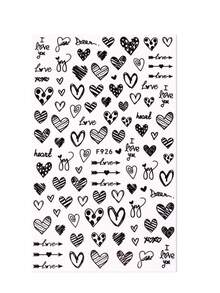 2 miếng dán móng tay hình trái tim 3D màu đen, họa tiết chấm tròn đơn giản chủ đề tình yêu, tự dính, dùng để trang trí móng tay, làm móng tại nhà, đám cưới, ngày Valentine. - màu đen - Xem 9