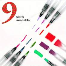 9支/12支装水彩笔套装，包含水彩颜料、固体水彩颜料、绘画工具、线条素描笔、手绘笔，水溶性铅芯，带储水功能的画笔，软头（白色刷毛），返校礼物