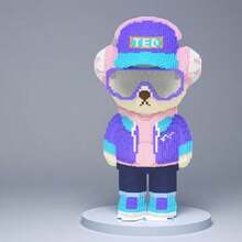 8015片装精美3D立体摇滚风格泰迪熊模型摆件玩具，需自行组装，是绝佳的生日/节日礼物。 - 彩色 - 查看 5