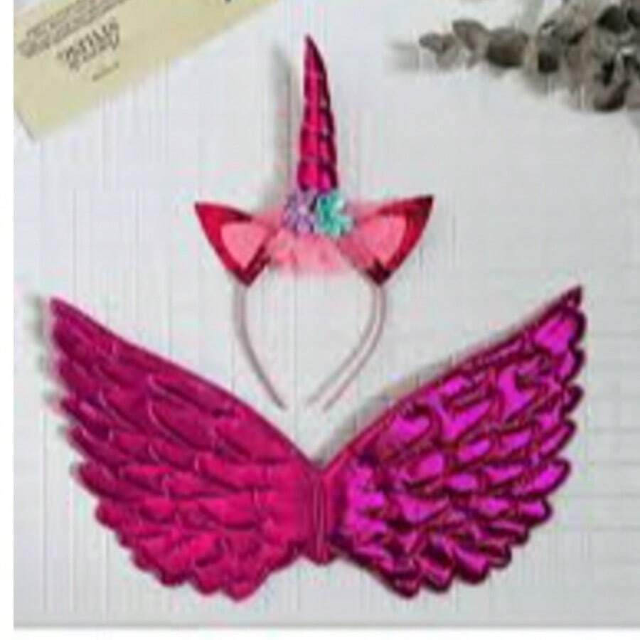 Unicorn Accessory Kit: Tiara With LED Lights + Wings - Princess Costume Party Tiara Decoration - 玫紅色 - 查看 1
